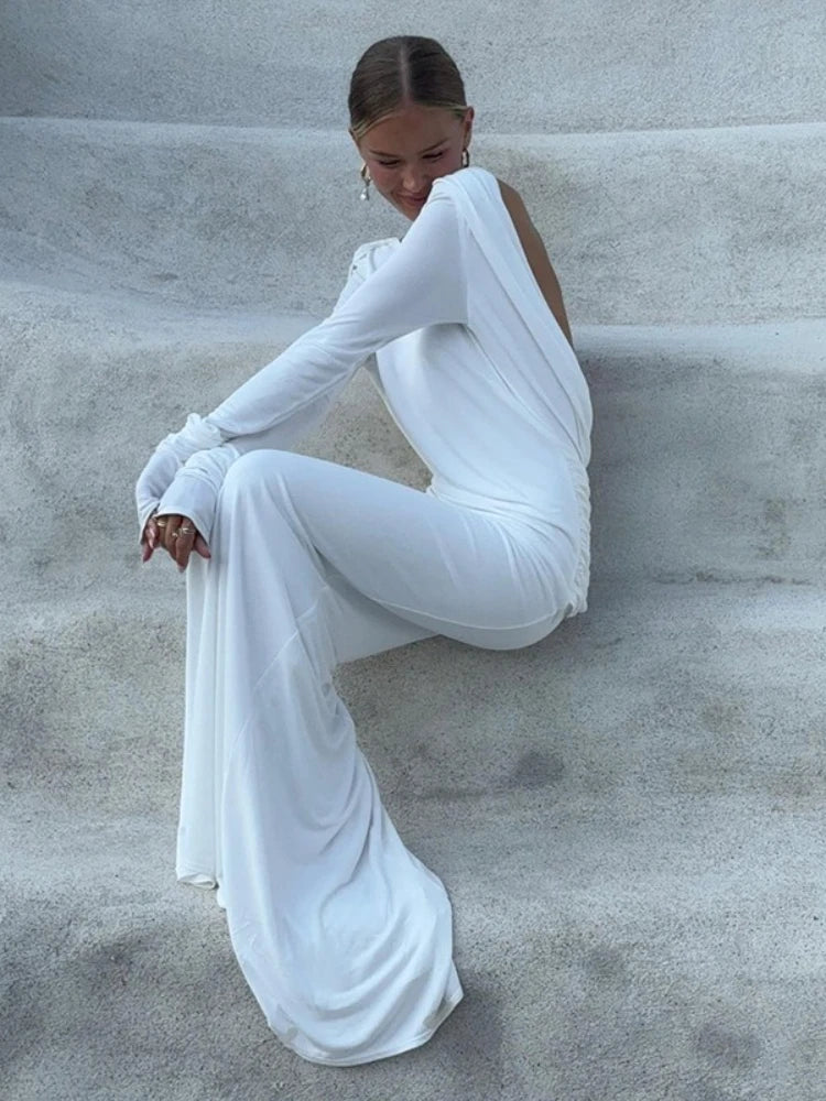 Women's Clothing 2025 Autumn New Style High-end Temperament Sexy Backless Dress Long Skirt Slim Fit Long Sleeved Dress